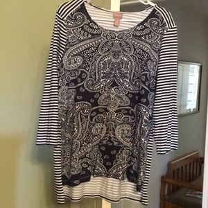 Blue and white paisley print